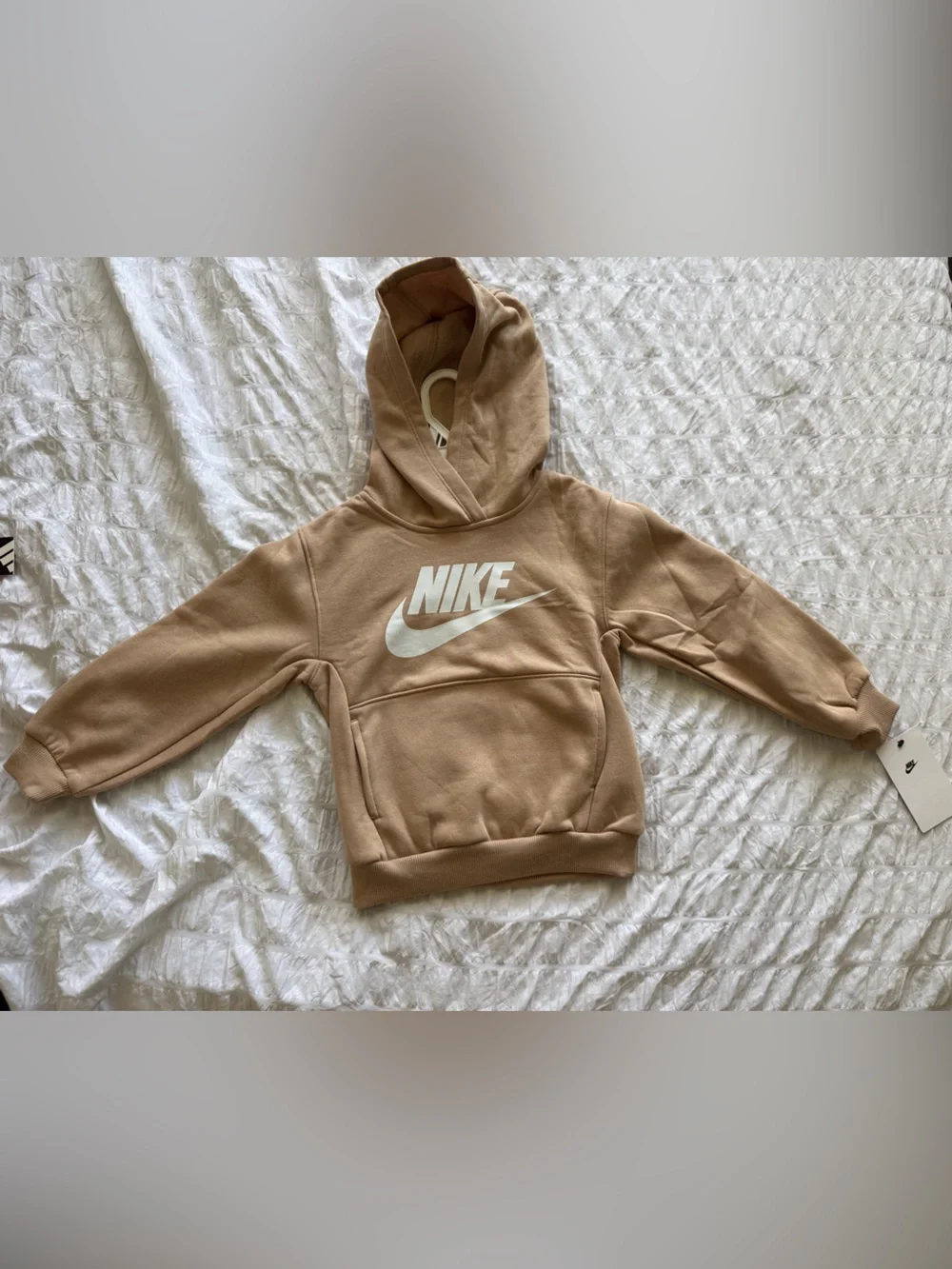 Nike Kids Tan Hoodie with White Logo